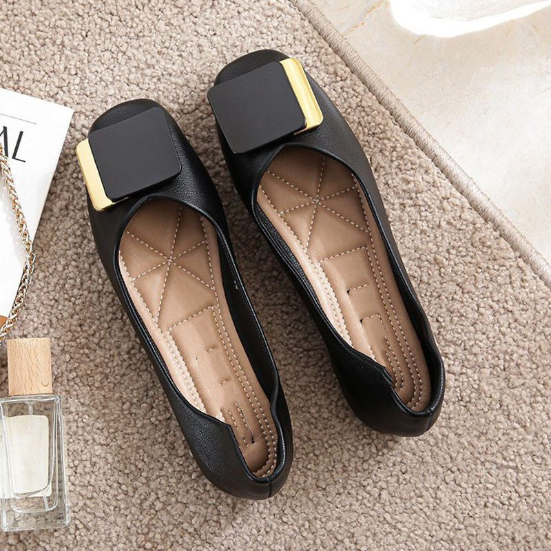 Women's Fashion Temperament Shallow Mouth Moccasin Flat Shoes