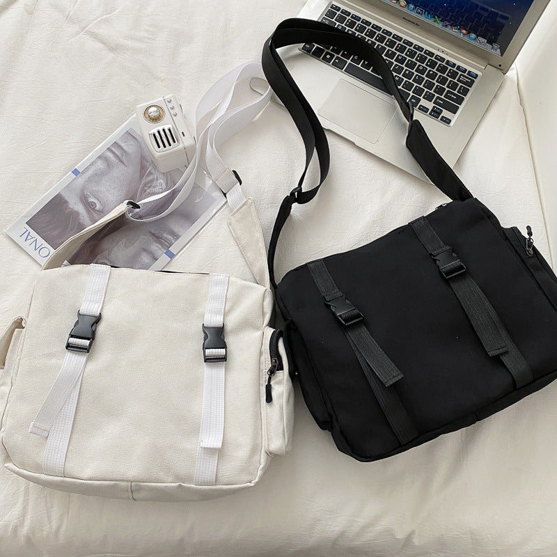 Women's Simple Tooling Messenger Canvas Bag