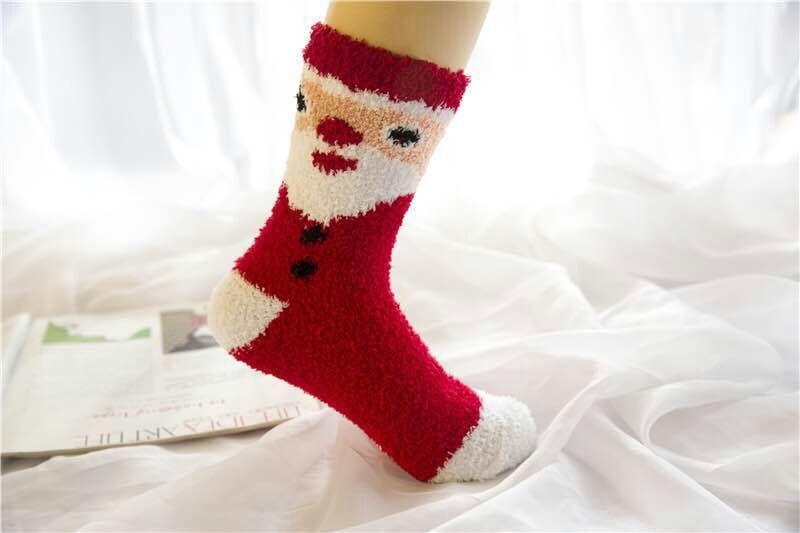 Elk Elderly Half Fleece Adult Christmas Socks