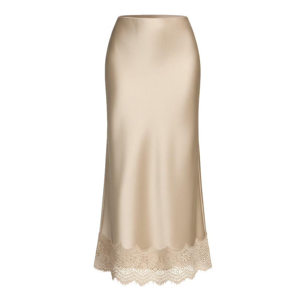High-waisted Elastic Waist Elegant Sheath Maxi Skirt