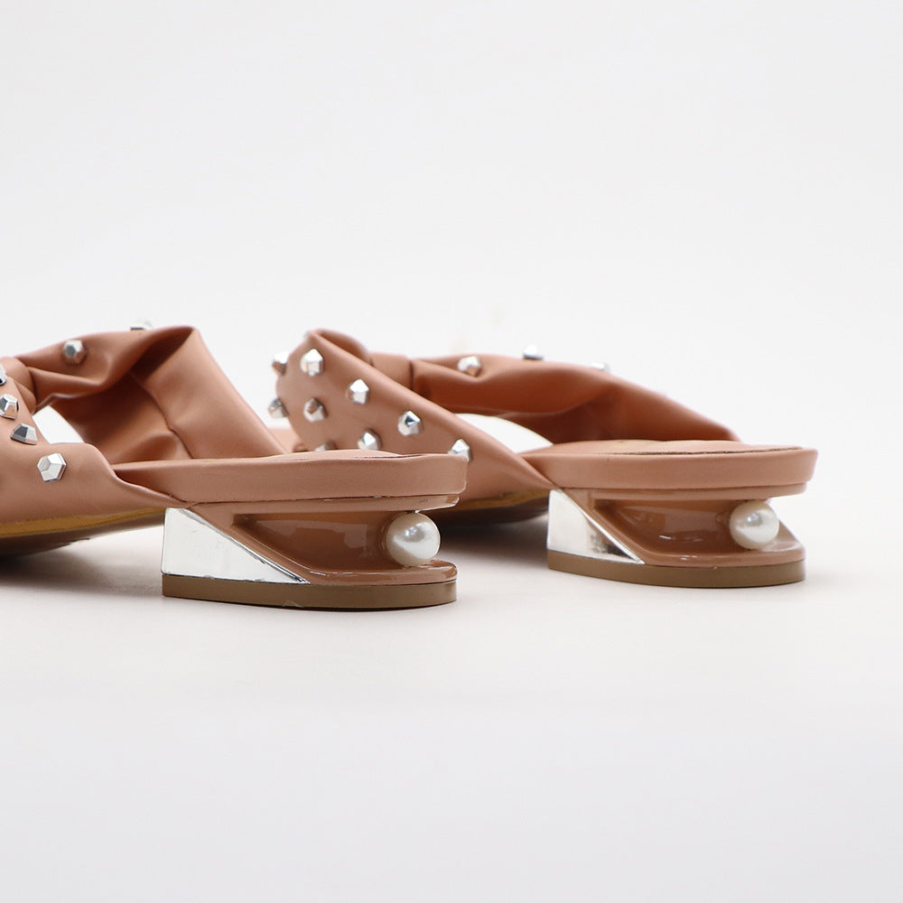 Klipklapper Flade slippers med rhinsten Alsidige Komfortable Enkle
