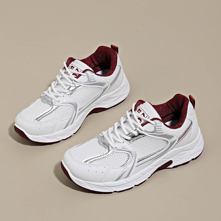 Women's Retro Color Block Chunky Sneakers, Breathable Mesh Casual Shoes
