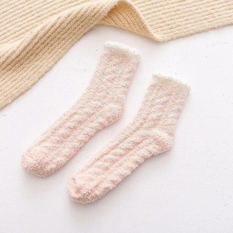 Autumn And Winter Plus Velvet Thick Towel Floor Socks
