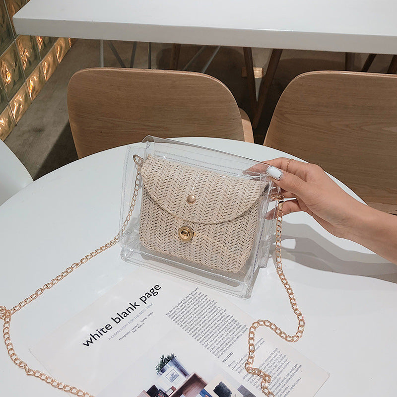 Summer Transparent Bag Fairy New Woven Picture Jelly Bag Wild Chic Chain List