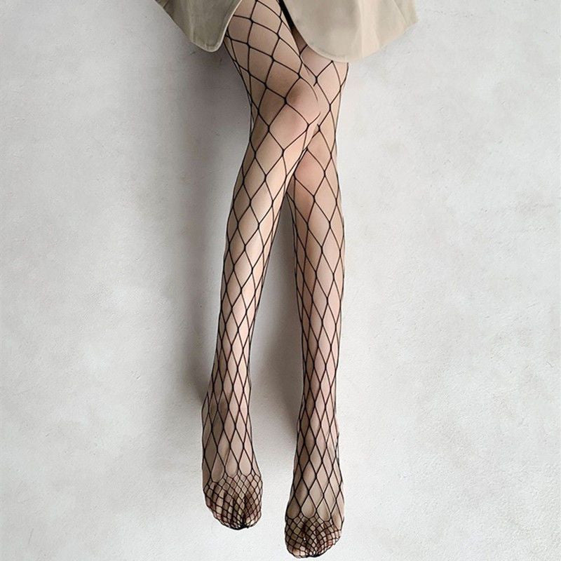 Japansk Lolita Retro Blonde Blød Pige Strømpebukser Sexede Udskårne Netstrømper Ins Hvide Silke Underdel Strømper