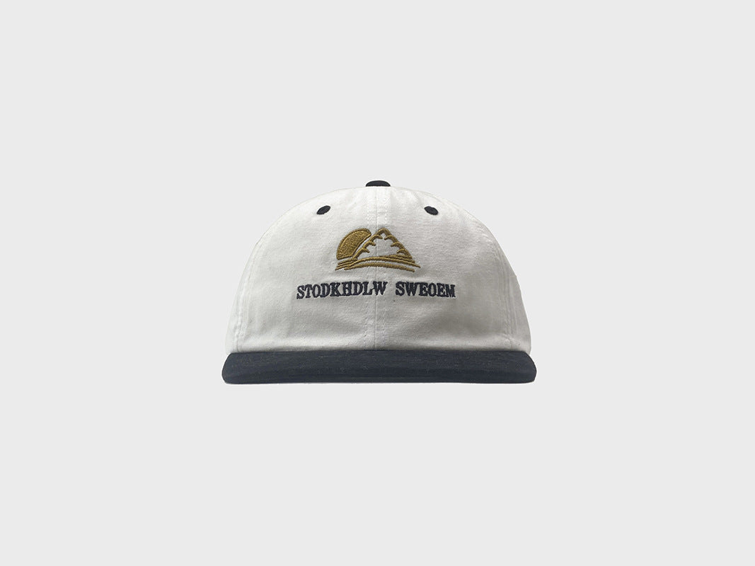 Embroidered Letters Contrast Color Flat Eaves Cap Men And Women Soft Top