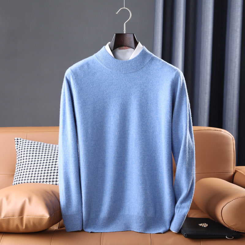 Cashmere Sweater, Men's Half High Collar Sweater, Youth