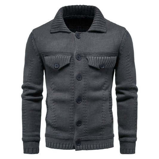 Men's Casual Knitwear Lapel Tooling Cardigan Sweater