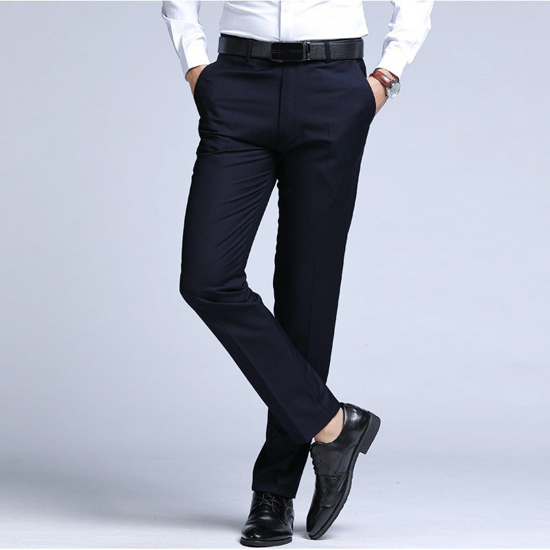 Men's Solid Color Versatile Straight Leg Suit Pants