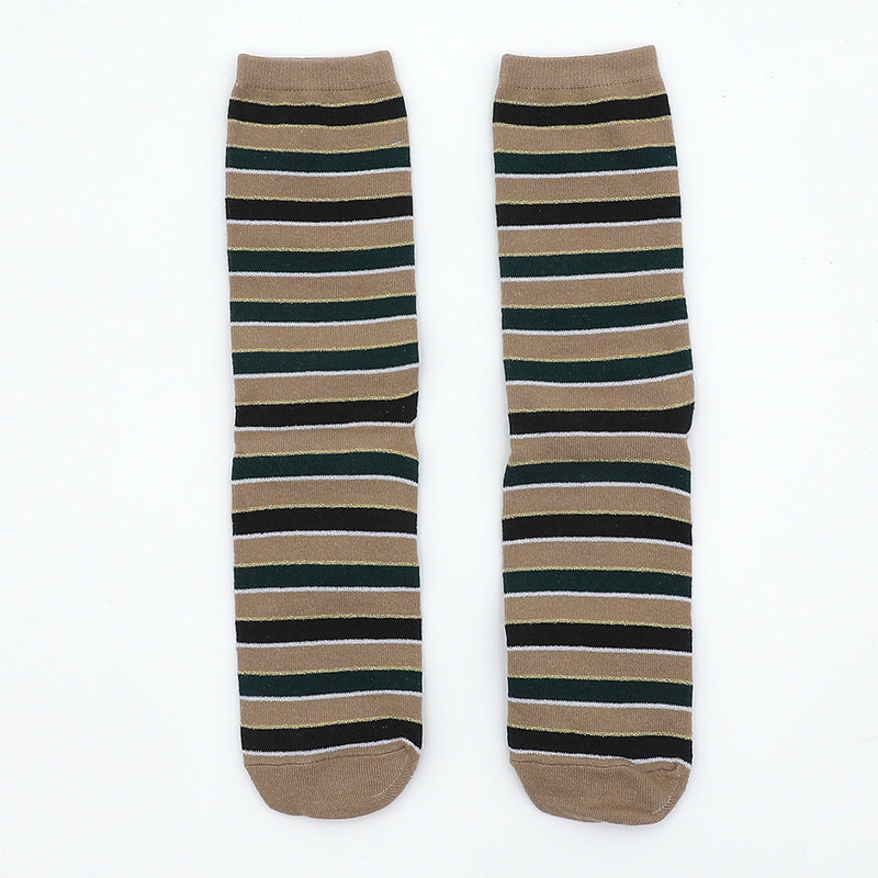 Christmas Couple Cotton Socks Gingerbread Man Gold Thread Men