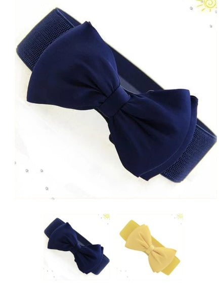 Elastic Bow-Tie Vegan Stretch Leather Womens Belt