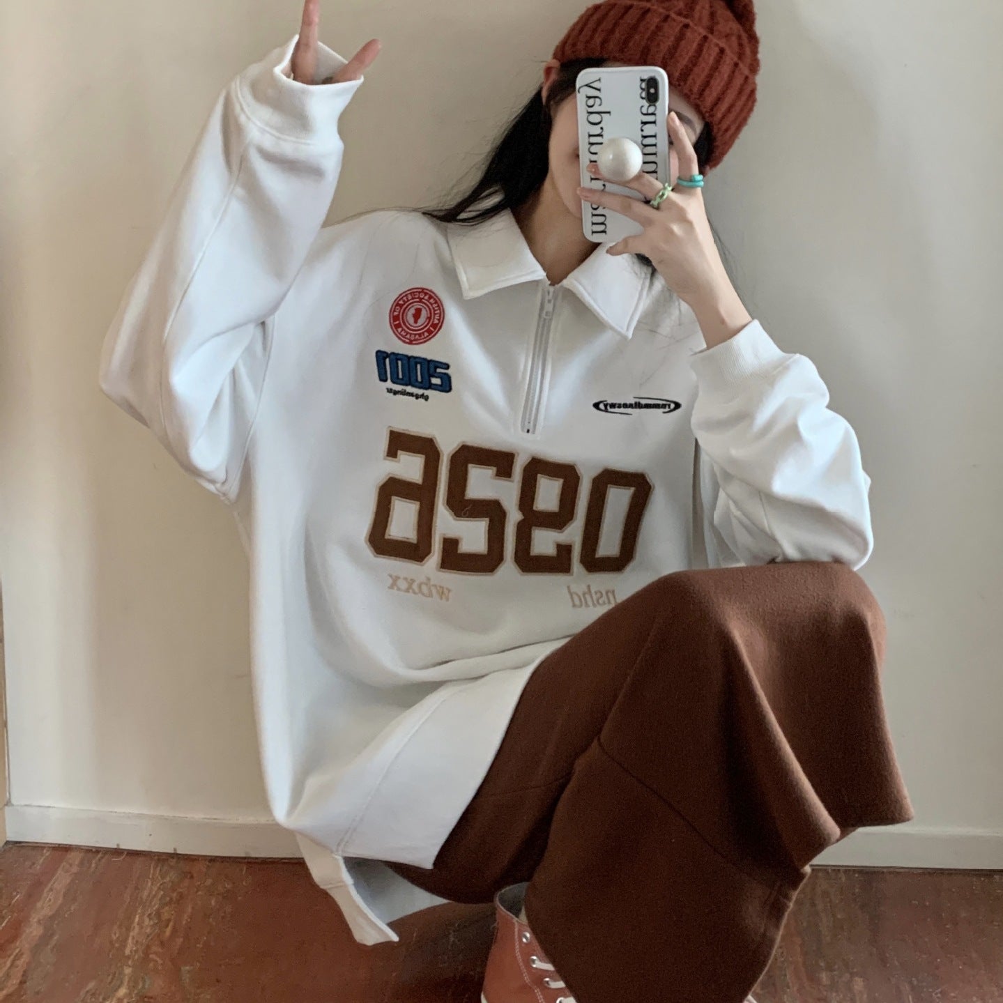 Women's American-style Retro Digital Printing Plus Size Sweater