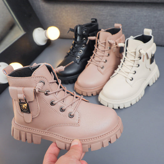Girls' Fashion Short New Versatile Martin Boots Simple