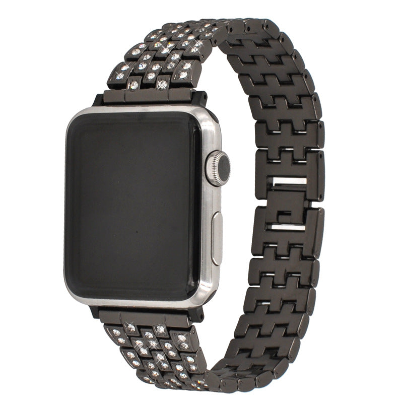 Diamond-studded metal strap