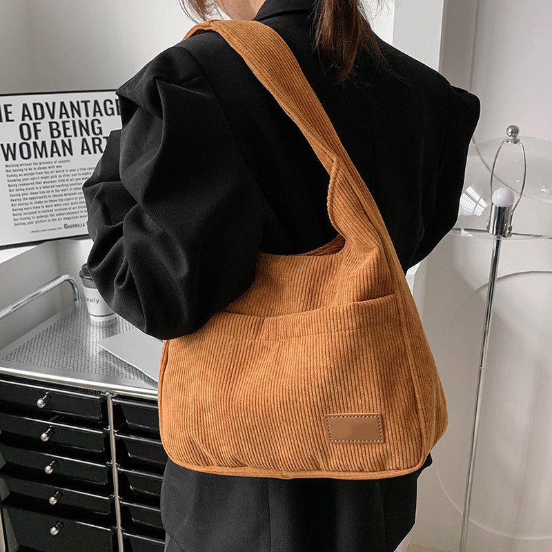Fashion Trend High Capacity Corduroy Shoulder Bag