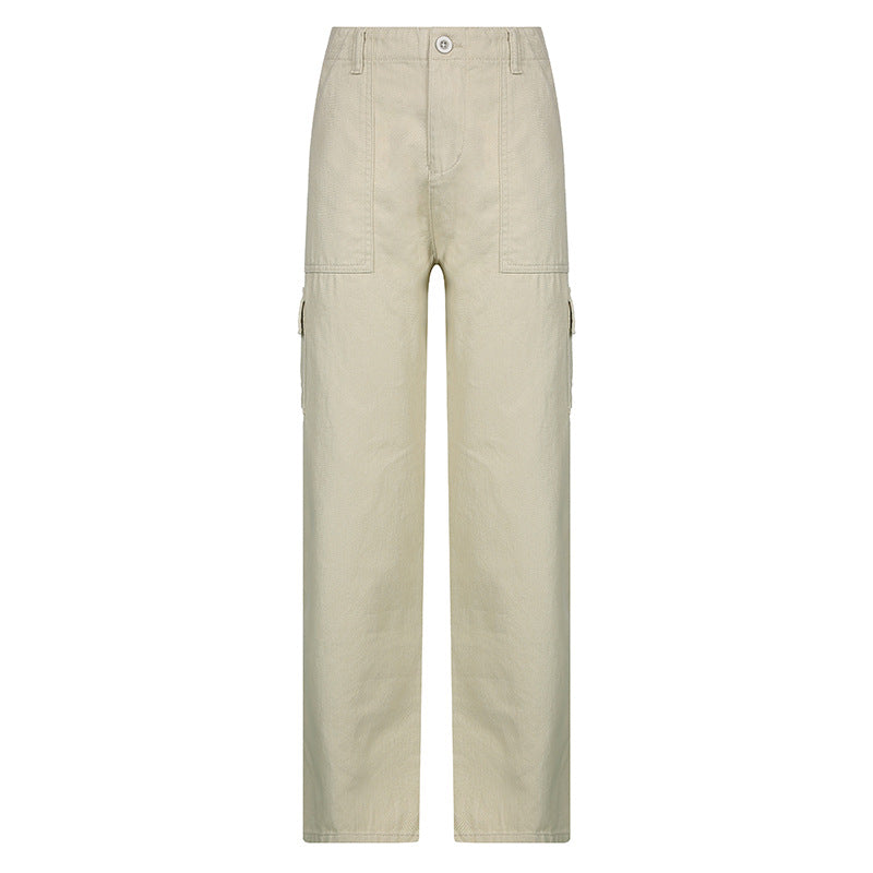 Women's Loose Drape Khaki High Waist Trousers