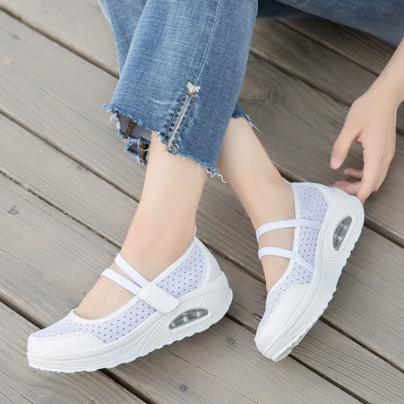 Mesh platform mother shoes