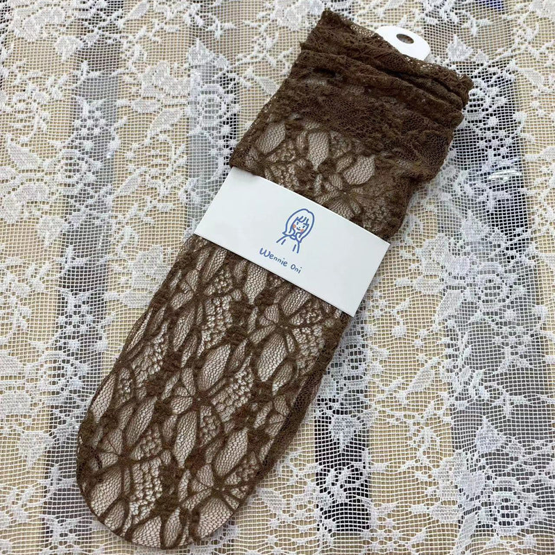Mesh Socks Breathable Lace Women's Thin Solid Color Non-slip Off