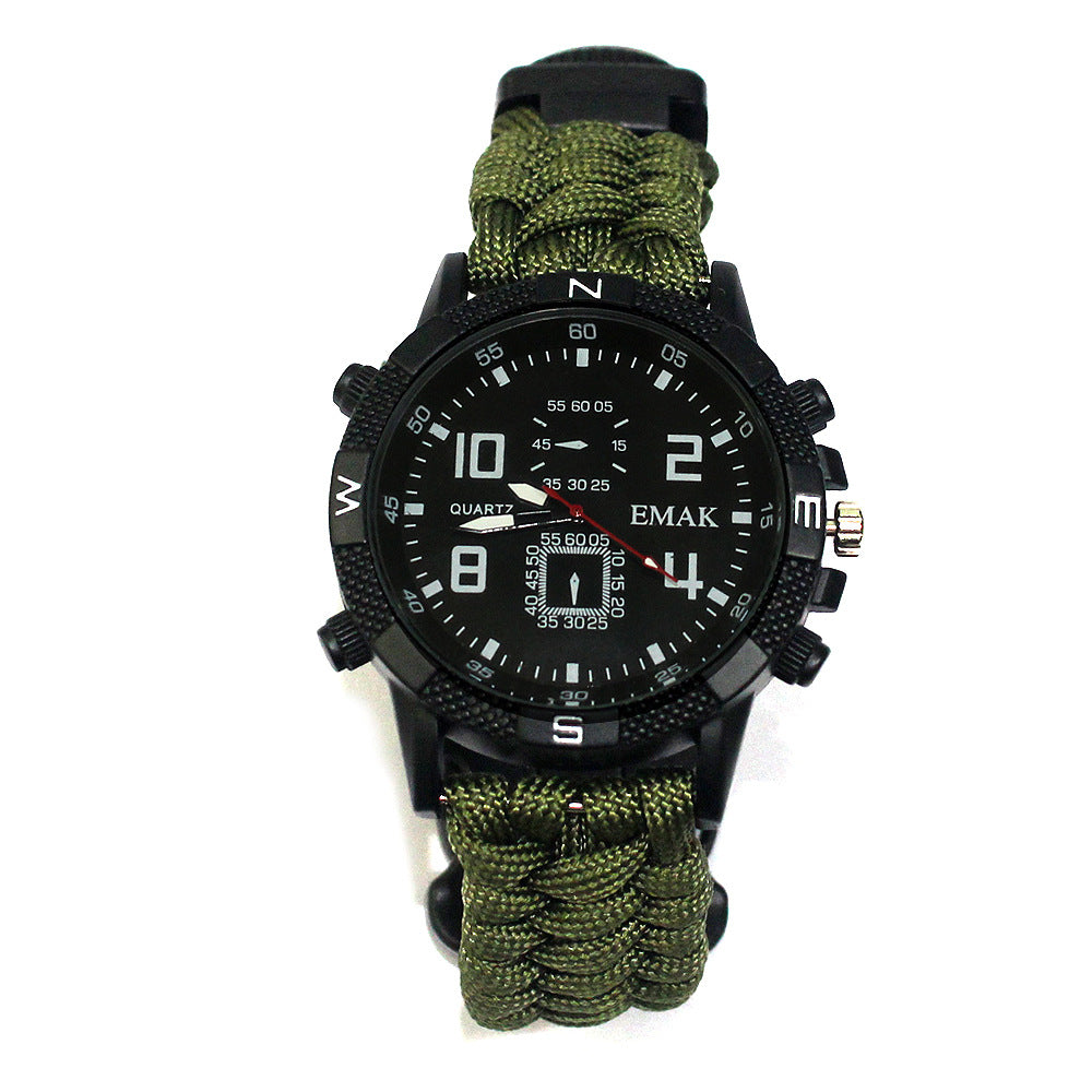 Outdoor camping survival seven core umbrella rope woven watch AK17 multi-function compass survival watch