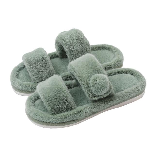Women's cotton slippers with platform floor