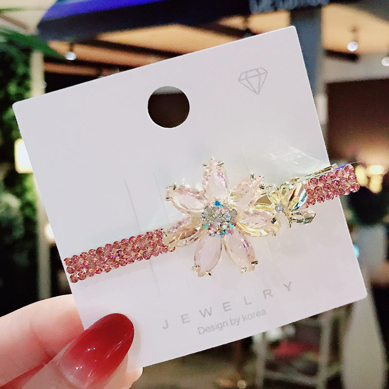 Crystal Alloy Zircon Electroplated Diamond Colored Hairpin