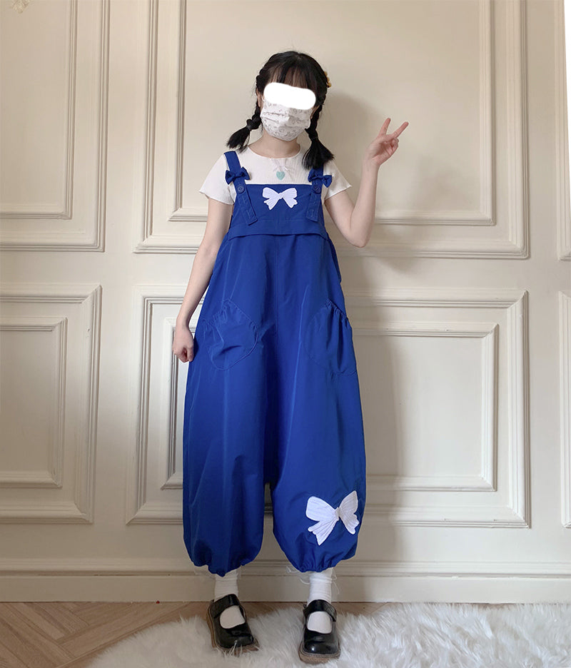 Women's Bow Radish Bud Loose Bib Pants