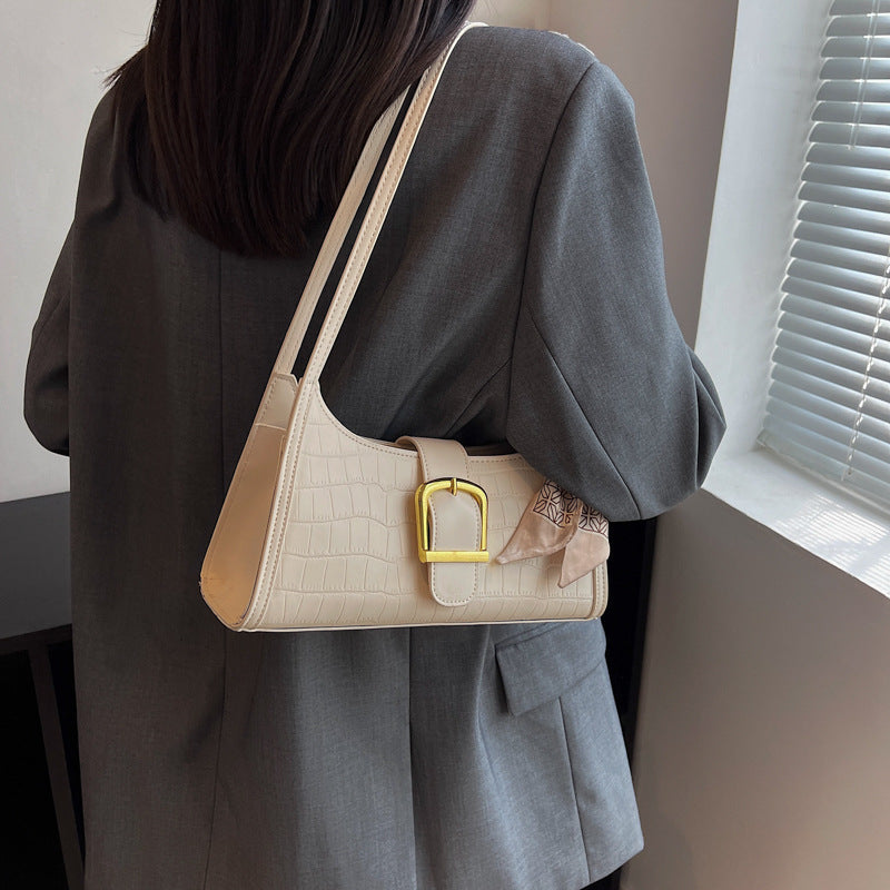 High Sense Special-interest Design Spring Alsidig Mode En Skulder Underarm Baguette Taske