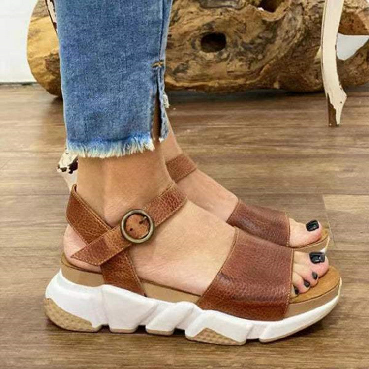 Women's Leopard Print Sandals Buckle Casual