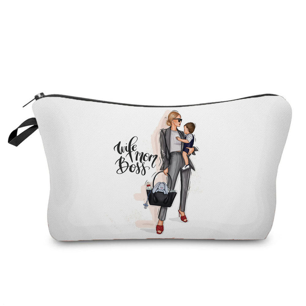 Mother And Daughter Printed Cosmetic Bag Storage And Portable