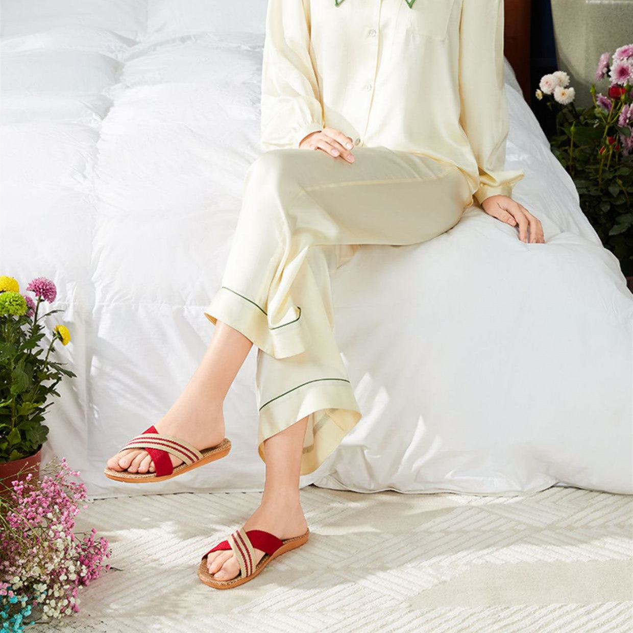 Women's Cross Linen Slippers