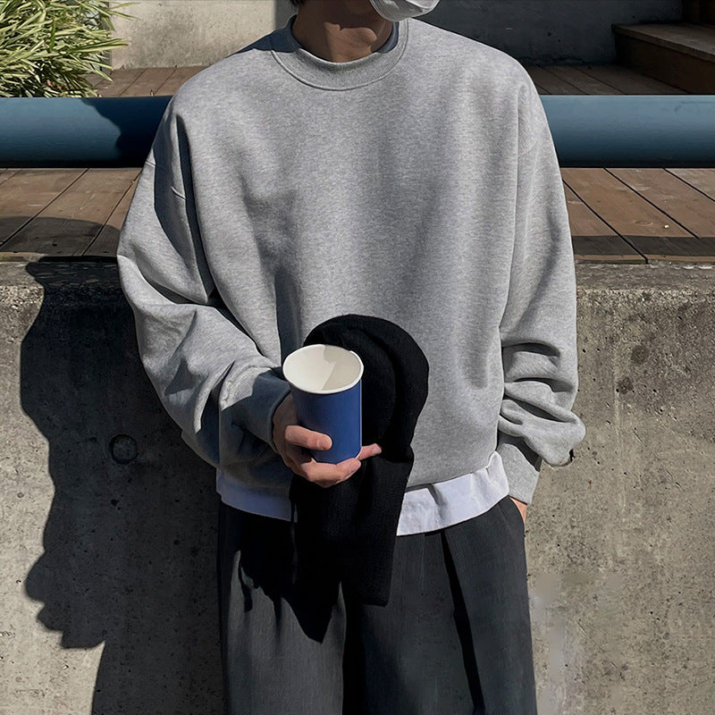 Men's Loose Casual Hooded Solid Color Pullover