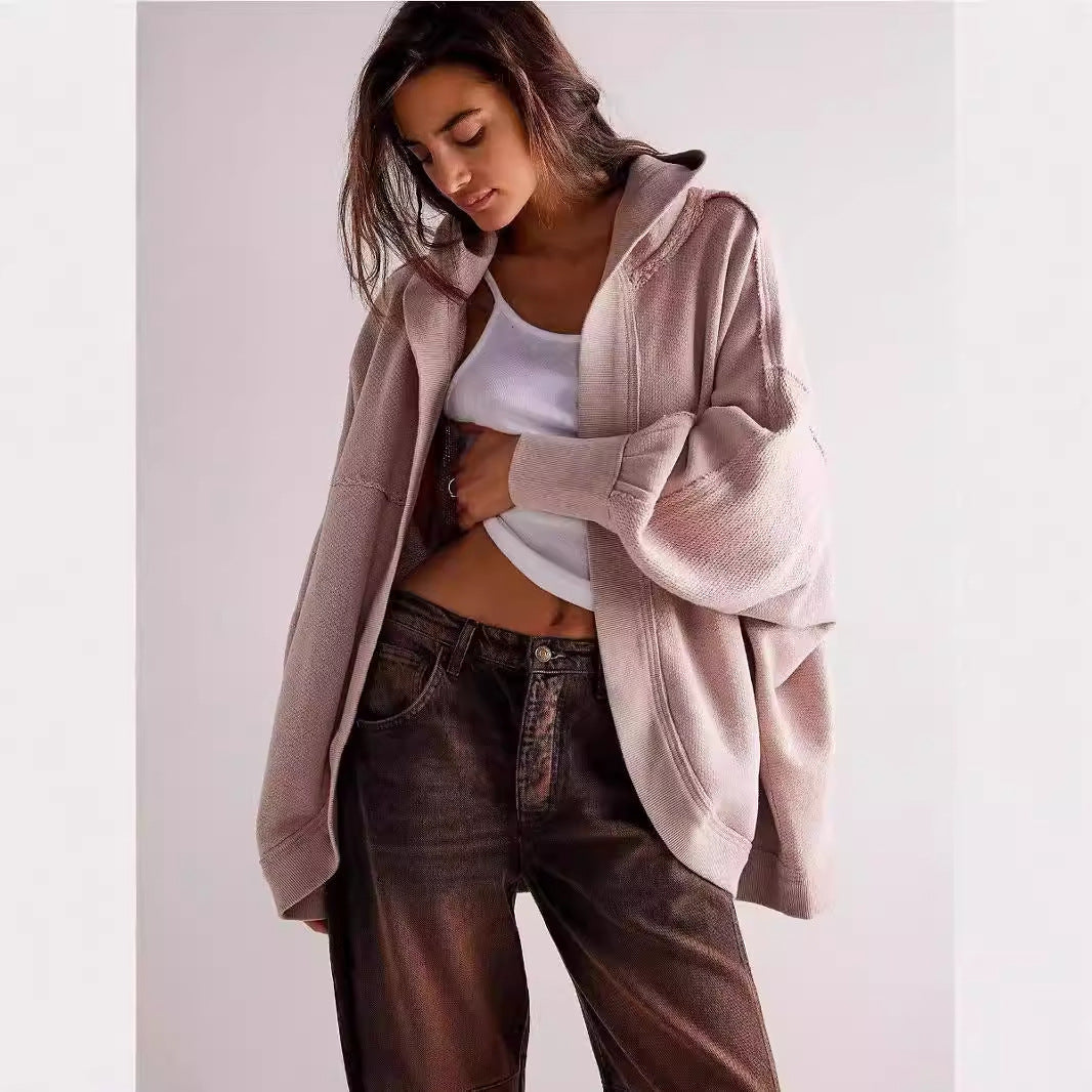 American Retro Sports Hooded Cardigan High-grade Sweater