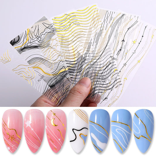 Nail Art 3d Hot Stamping Line Sticker Stripe Wave Adhesive Sticker