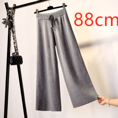 Knit wide-leg pants thickened