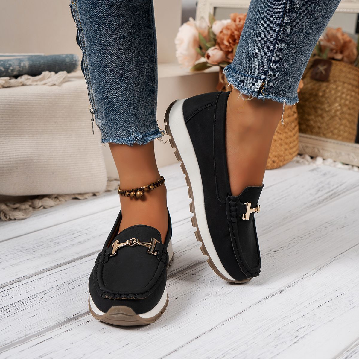 Sko til kvinder skridsikker blød bund loafers casual pumps