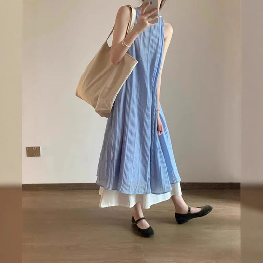 Fake Two Piece Dress For Women Slimming Long Dress