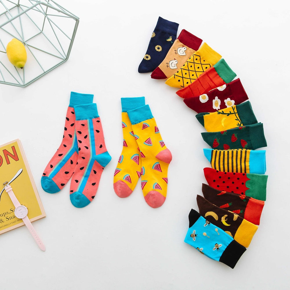 Fruit tube women's socks Jacquard cartoon Japanese women's socks