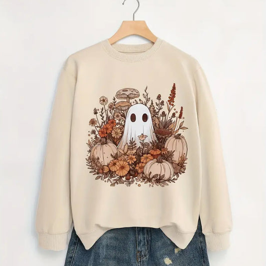 Fleece sweatshirt med bogstavprint og lange ærmer
