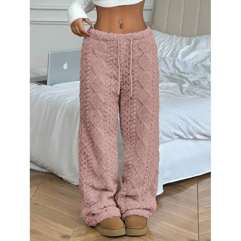 Velvet Padded Loose Straight-leg Trousers