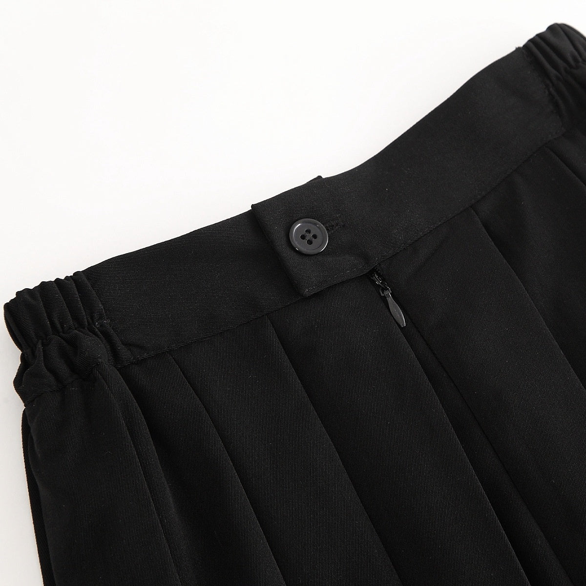 Line Plus Size Elastic Waist Black Mid-length Pleated Skirt