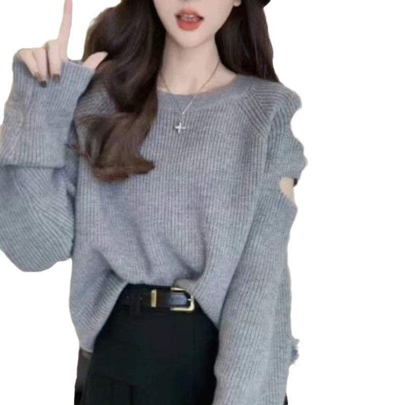 Solid Color Age-reducing Versatile Loose Sweater