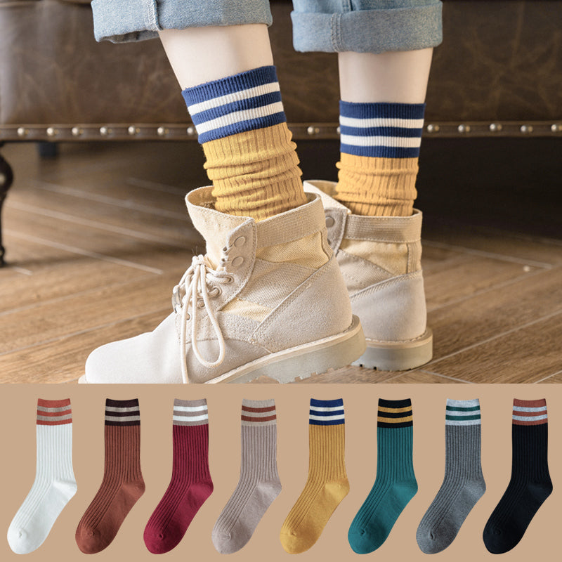 Cotton and velvet thick high-top socks