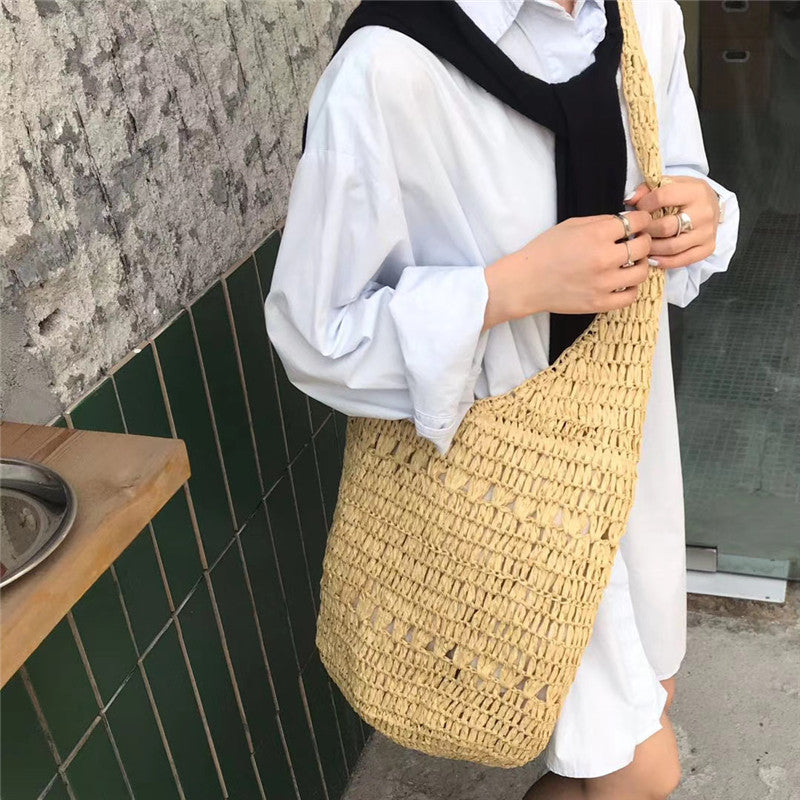 Enkelthåndtag papirtrådsvævet taske