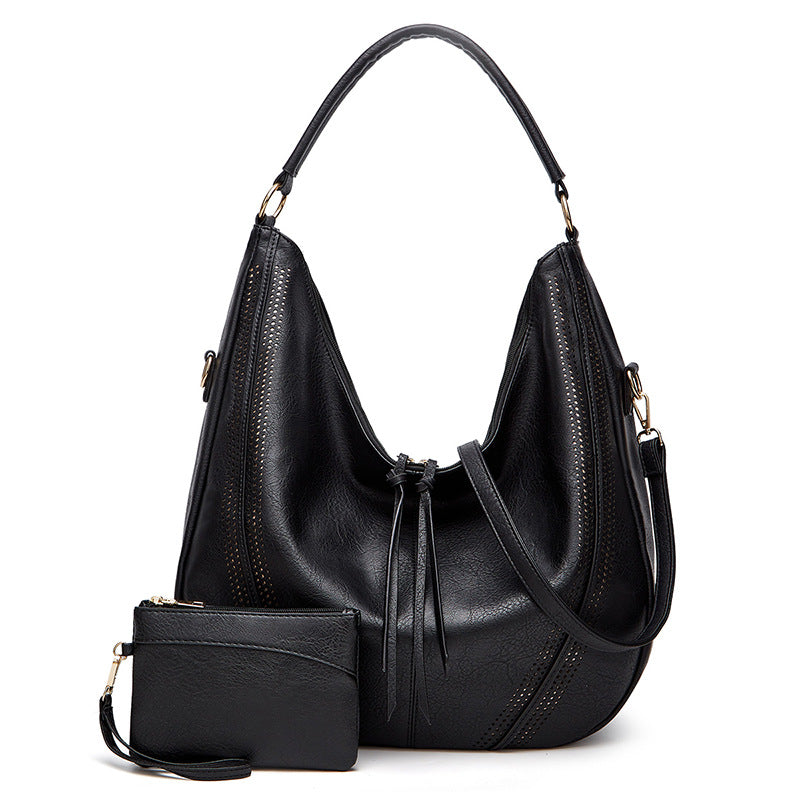 New Trend Retro Large Capacity Tote Shoulder Bag Tassel Hollow One-shoulder Casual Bag Women's Big Bag Casual Bag