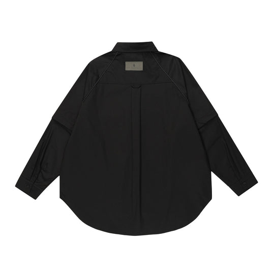 Detachable Sleeve Design Long Sleeve Shirt Men