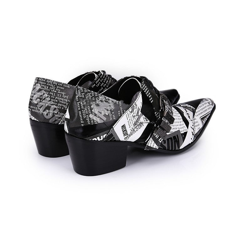 Cowhide Buckle Breathable Lace-up Men's Shoes