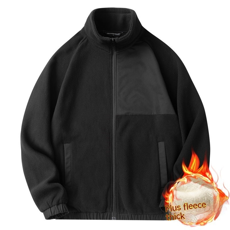 Fashion Brand Double-sided Fleece Jacket Men's Color Matching Warm