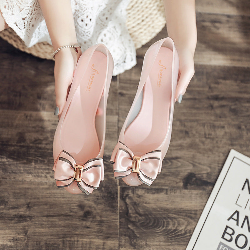 Fashion Single Shoes Women Casual Flat Jelly Solid Color