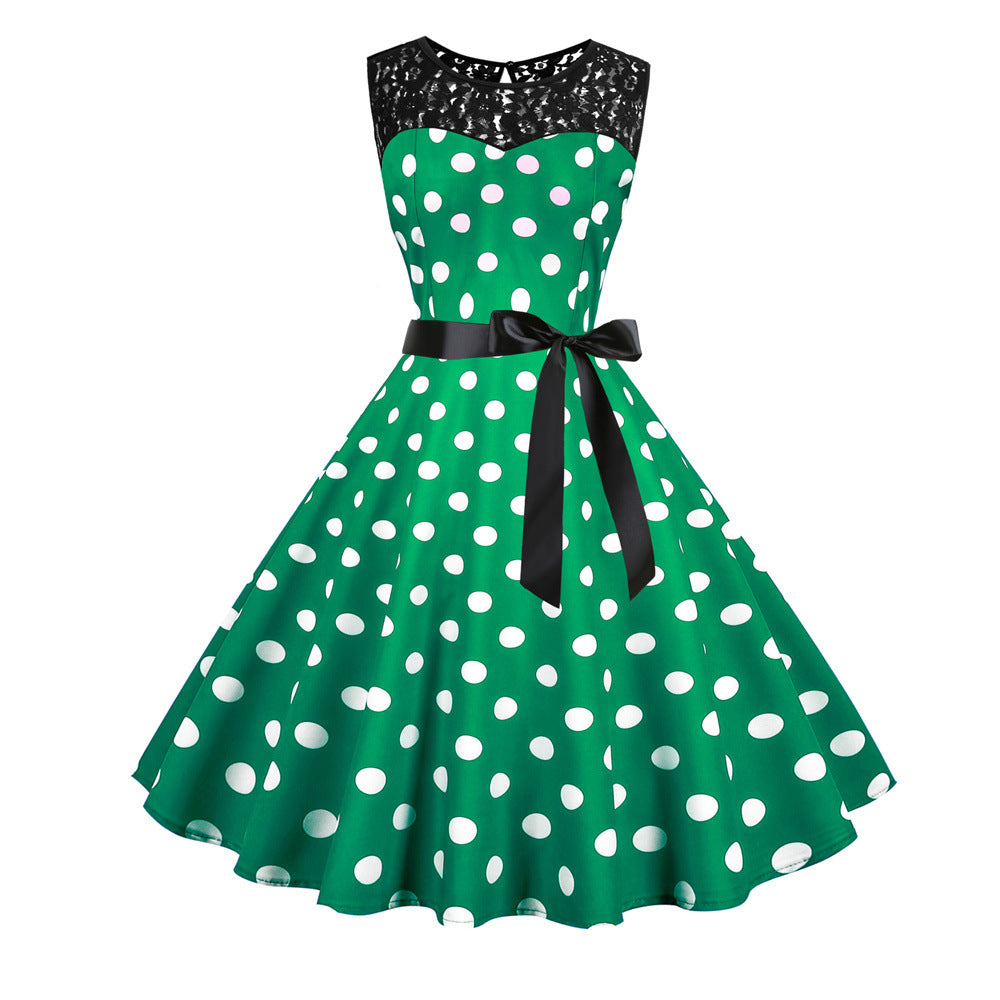 Women's Polka Dot Sleeveless Dress