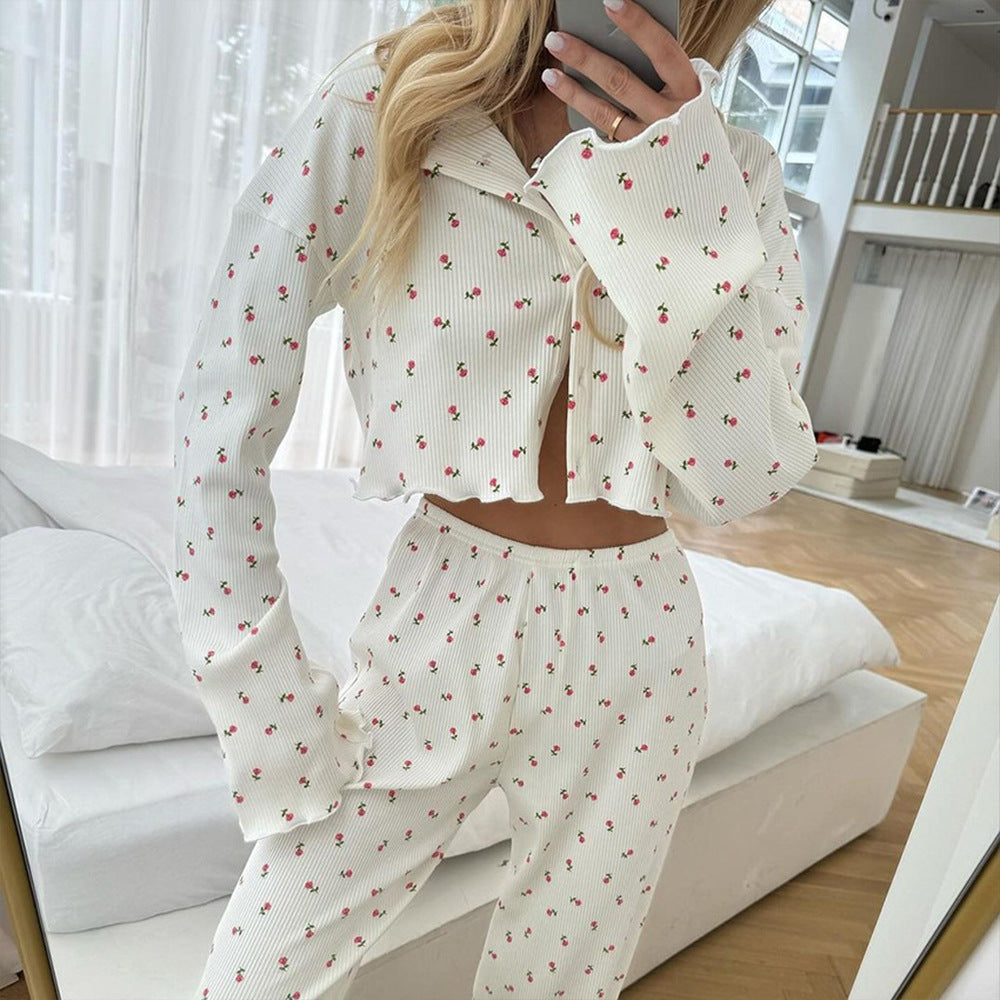 Knitted Cardigan Long Sleeve Pajama Pants